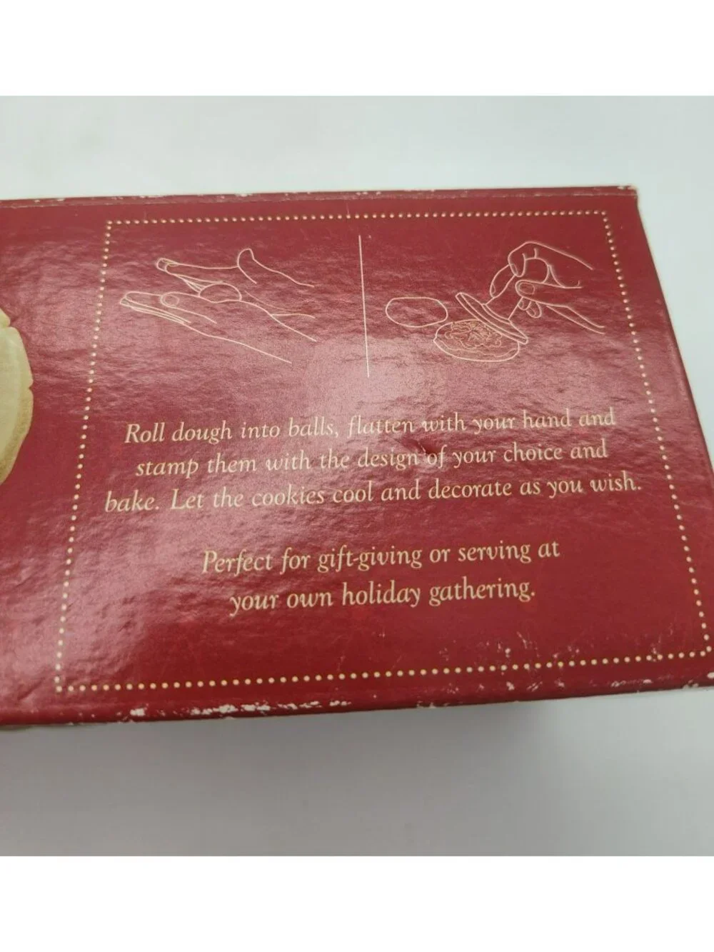 Nordic Ware Set of 3 Holiday Cookie Stamps Made USA Snow Bow Gift Tag Box damage